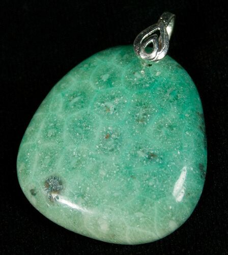 Green Fossil Coral Pendant - Million Years Old #5585